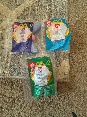Ty Beanie Babies McDonald's Plush Trio - Purple, Blue, Green